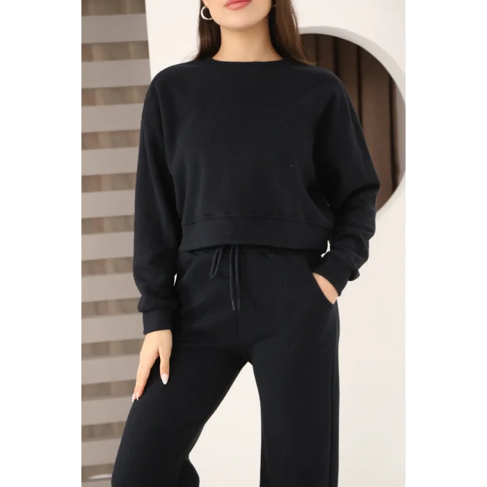 Kadın Crop Selanik Kumaş Takım