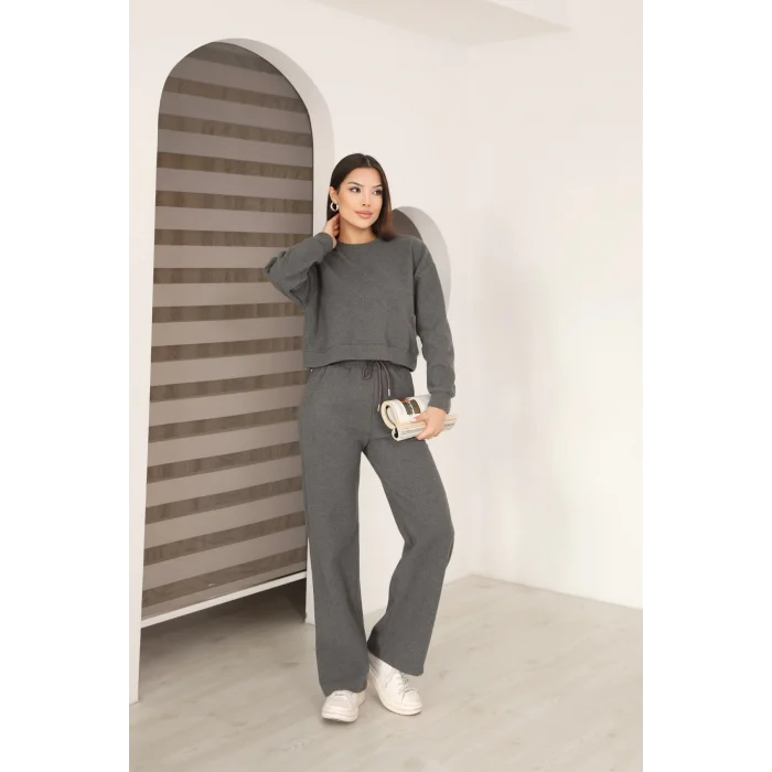 Kadın Crop Selanik Kumaş Takım