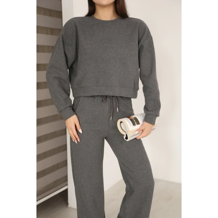 Kadın Crop Selanik Kumaş Takım