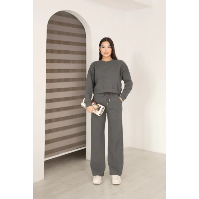 Kadın Crop Selanik Kumaş Takım