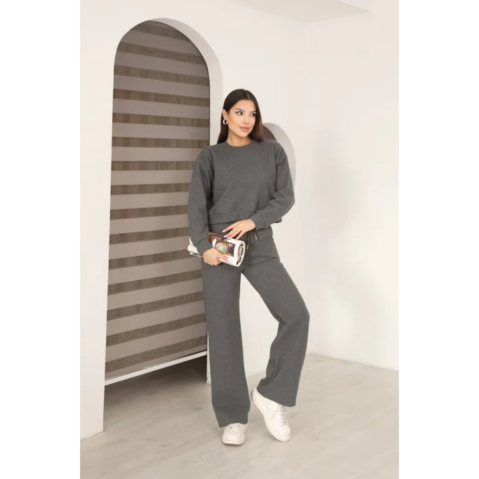 Kadın Crop Selanik Kumaş Takım