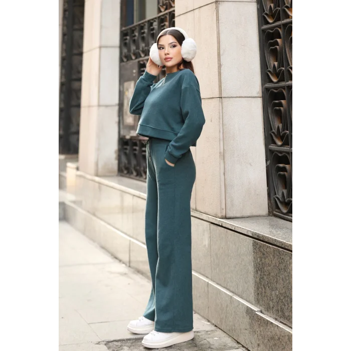 Kadın Crop Selanik Kumaş Takım