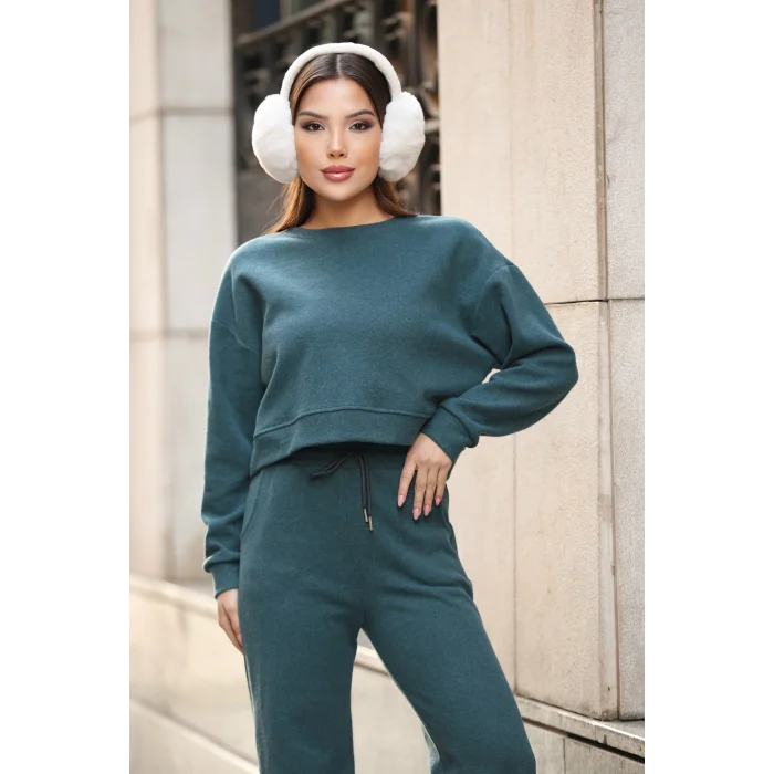 Kadın Crop Selanik Kumaş Takım