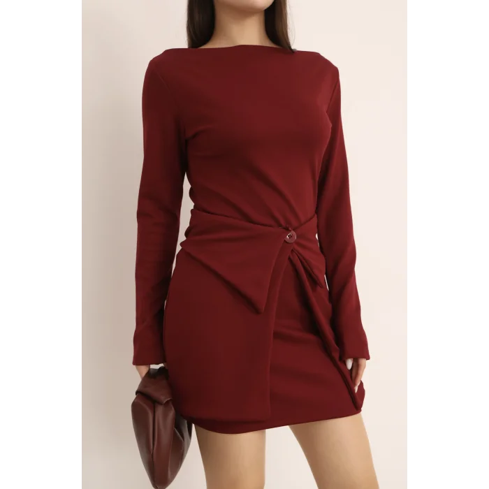 Kadın Mini Bodycon Elbise – Çıkarılabilir Etek Detaylı, Modern & Şık Tasarım-KIRMIZI