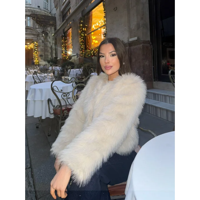 Kadın Suni Kürk Kısa-BEYAZ