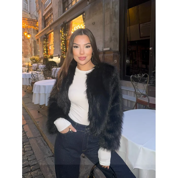 Kadın Suni Kürk Kısa-SİYAH