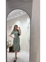 BİSİKLET YAKA MODAL KUMAŞ SALAŞ ELBİSE- YEŞİL