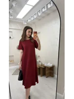 BİSİKLET YAKA MODAL KUMAŞ SALAŞ ELBİSE-BORDO