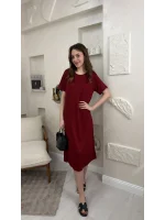 BİSİKLET YAKA MODAL KUMAŞ SALAŞ ELBİSE-BORDO