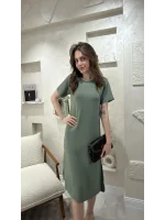 BİSİKLET YAKA MODAL KUMAŞ SALAŞ ELBİSE- YEŞİL