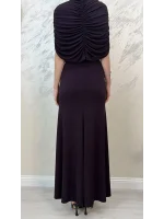 DRAPE DETAYLI DAVET ELBİSESİ-MÜRDÜM