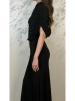 DRAPE DETAYLI DAVET ELBSESİ-SİYAH