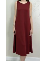 UZUN ASKILI MODAL KUMAŞ ELBİSE- BORDO
