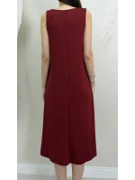 UZUN ASKILI MODAL KUMAŞ ELBİSE- BORDO