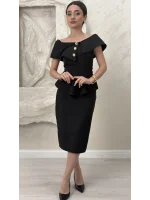 MADONNA YAKA ETEKLİ ELBİSE