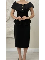 MADONNA YAKA ETEKLİ ELBİSE