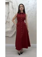 İNCİ DÜĞMELİ CEPLİ ELBİSE