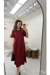 BİSİKLET YAKA MODAL KUMAŞ SALAŞ ELBİSE-BORDO