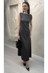 SATEN MAXİ ELBİSE-FÜME