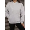 Kapşonlu Kanguru Cep Detaylı Üç İplik Şardonlu Sweatshirt