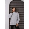 Dik Yakalı Yarım Fermuarlı Üç İplik Şardonlu Sweatshirt
