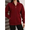 Kapüşonlu Fermuarlı Üç İplik Şardonlu Sweatshirt