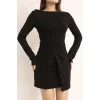 Kadın Mini Bodycon Elbise – Çıkarılabilir Etek Detaylı, Modern & Şık Tasarım-SİYAH