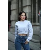 Kadın Üç İplik Şardonlu Oversize Crop Sweatshirt