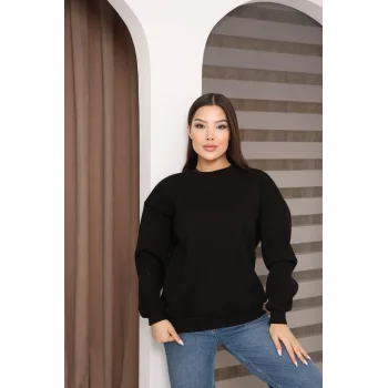 ÜÇ İPLİK ŞARDONLU BİSİKLET YAKA SWEATTSHİRT