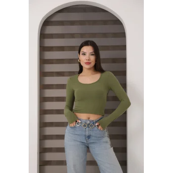 Kadın Kare Yaka Crop Body