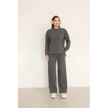 Kadın Çımalı Detaylı Selanik Kumaş Takım