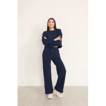 Kadın Crop Selanik Kumaş Takım