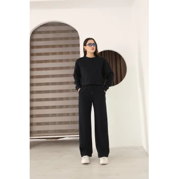 Kadın Crop Selanik Kumaş Takım