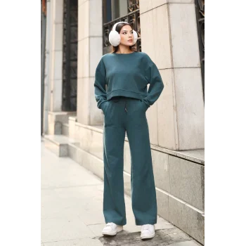 Kadın Crop Selanik Kumaş Takım