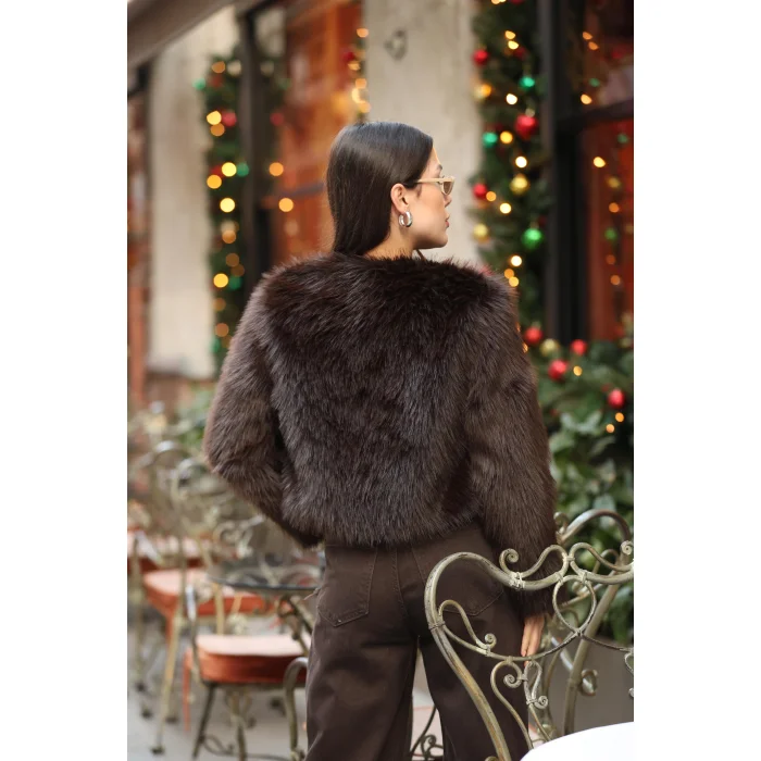 Kadın Suni Kürk Kısa-KAHVE