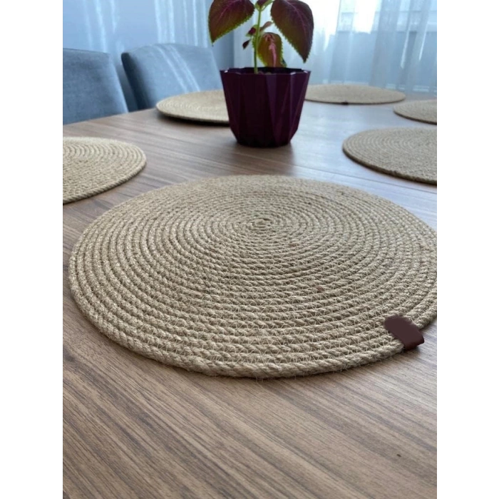 Jütburada 7 Adet Amerikan Servis Örme Jüt Tabak ve Ekmeklik Supla Lüx Sunum Seti