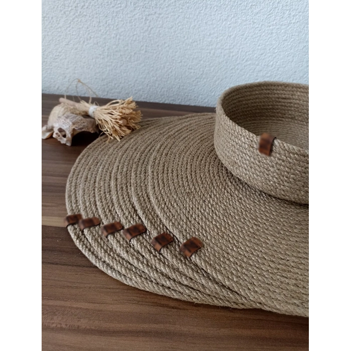 Jütburada 7 Adet Amerikan Servis Örme Jüt Tabak ve Ekmeklik Supla Lüx Sunum Seti