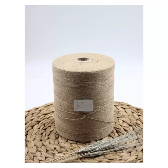 Jütburada Bej Jüt İplik ~1 KG 1000 Metre Hasır İp Kırnap İp Doğal İp Çuval İp