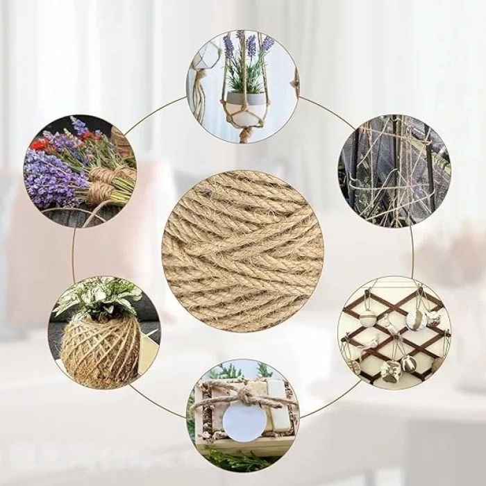 Jütburada Jüt Halat 5 mm 20 Metre Hasır Dekor Süsleme İp