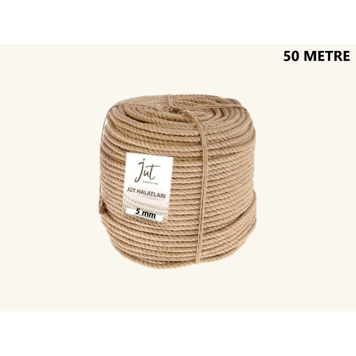 Jütburada Jüt Halat 5 mm 50 Metre Hasır Dekor Süsleme İp