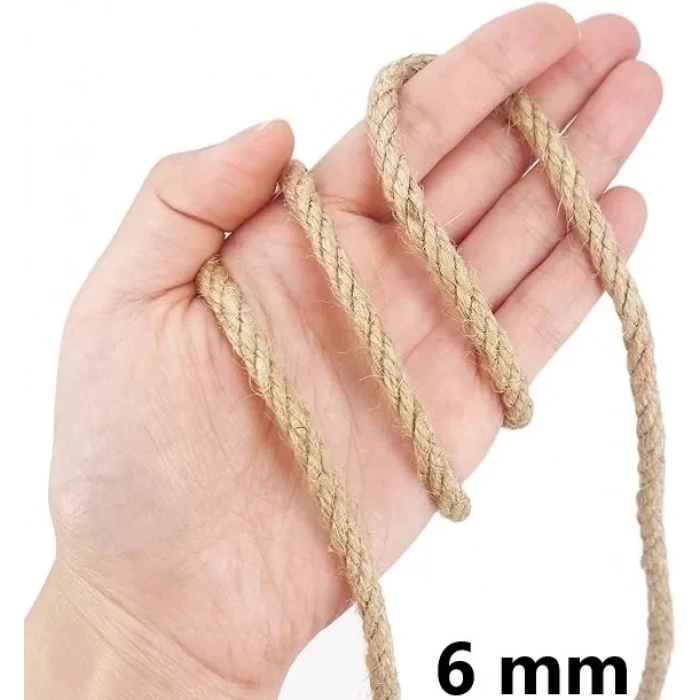 Jütburada Jüt Halat 6 mm 50 Metre Hasır Dekor Süsleme İp
