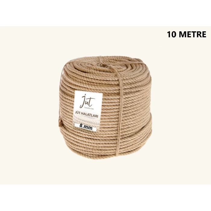 Jütburada Jüt Halat 8 mm 10 Metre Hasır Dekor Süsleme İp