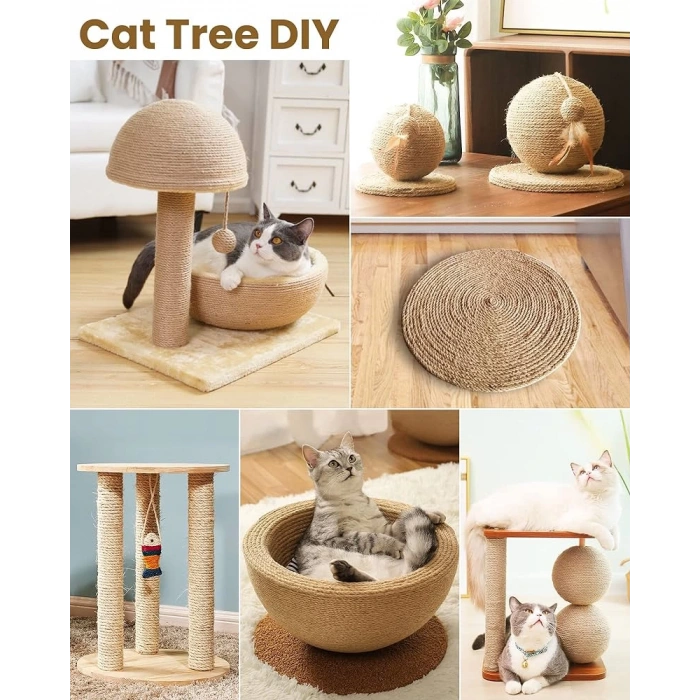 Jütburada Kedi Tırmalama İpi 6 mm 10 Metre Jüt Halat