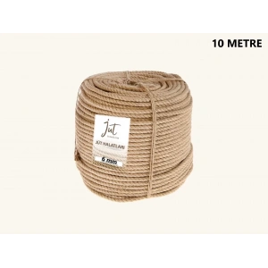 Jütburada Jüt Halat 6 mm 10 Metre Hasır Dekor Süsleme İp