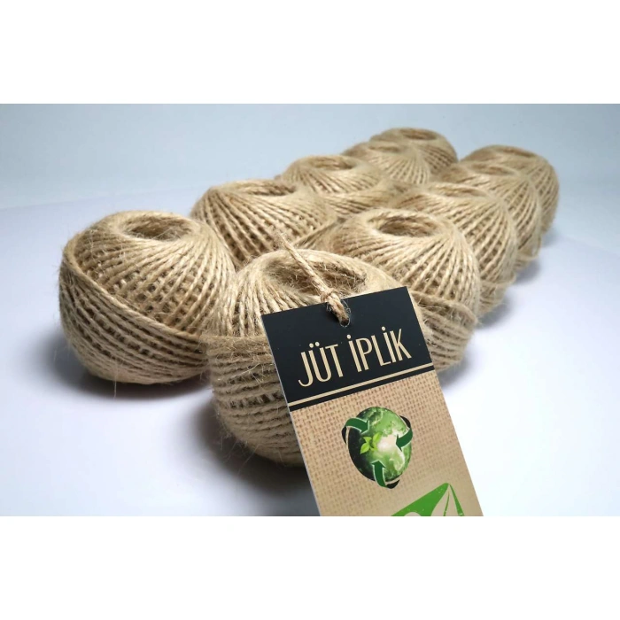 Jütburada Bej Jüt İplik 1000 Metre 10 Adet Hasır İp Kırnap İp Doğal İp Çuval İp