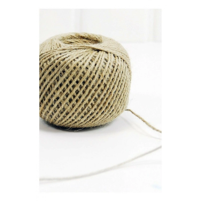 Jütburada Mumlanmış Cilalı Mumlu Bej Jüt İplik 5 Adet 500 Metre Hasır İp Kırnap İp Doğal İp Çuval İp