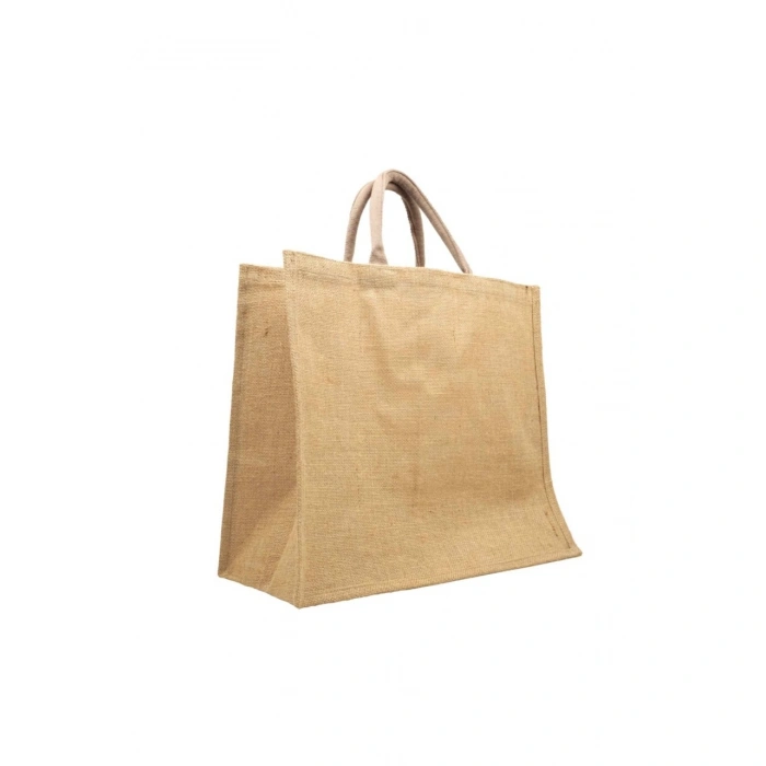Jütburada Doğal Bej Renk Jüt Çanta (Hasır Çanta, Plaj Çantası, Alışveriş Çantası)