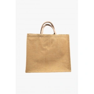 Jütburada Doğal Bej Renk Jüt Çanta (Hasır Çanta, Plaj Çantası, Alışveriş Çantası)