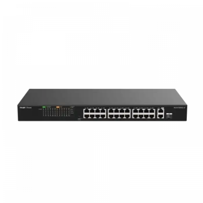Reyee RG-ES126FGS-LP 26 Portlu, 10/100 Fast Ethernet, Tak Çalıştır Switch, 2 Gigabit Uplink, 1 Gigabit Combo, 24 Port PoE+ (180W)