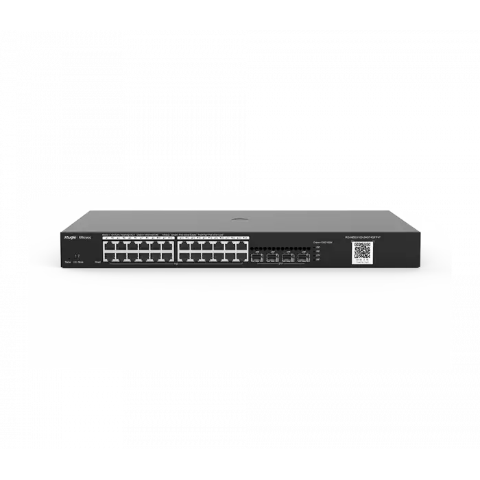 Reyee RG-NBS3100-24GT4SFP-P 24 Portlu, 10/100/1000 Gigabit, L2 Yönetilebilir Switch, 4 SFP, 24 Port PoE+ (370W).